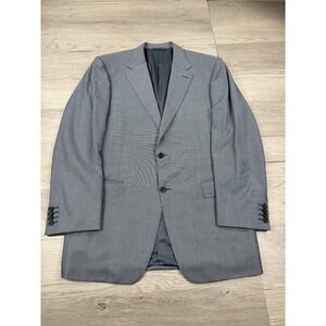Canali Blazer Mens 44 L 54 EU Gray 2 Button 100% Wool Jacket Coat Plaid Italy